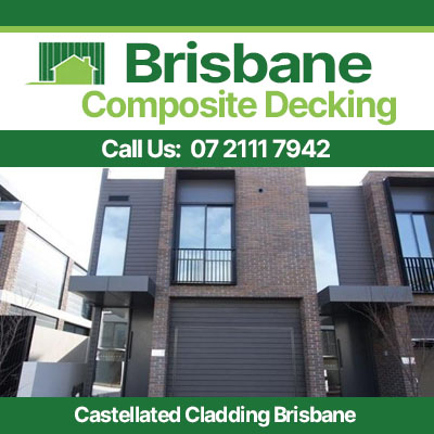 Vertical castellated cladding showing textured wood finish on multi level residential facade in Brisbane