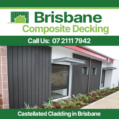 Modern castellated wall cladding featuring dark grey textured vertical boards in Brisbane