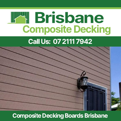 Composite decking boards with rich brown timber look finish on exterior wall in Brisbane