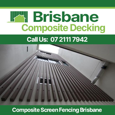 Composite screen fencing with vertical white slats creating modern privacy barrier in Brisbane
