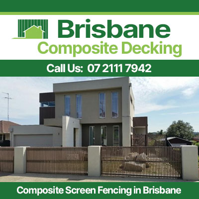 Composite screen fencing with horizontal timber look slats for front yard privacy in Brisbane